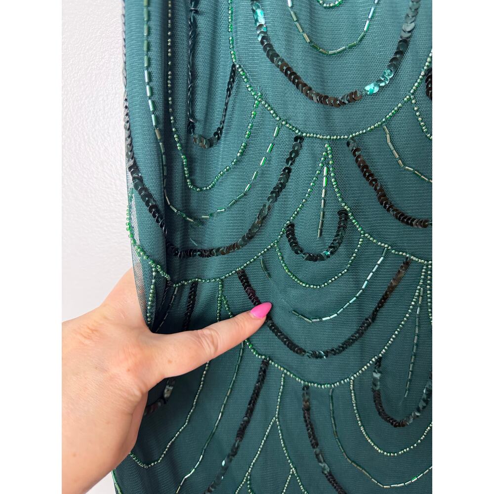 NWT Adrianna Papell Dress Green Mother of the Bride Gown Sequin Beaded Art Deco - Picture 14 of 14